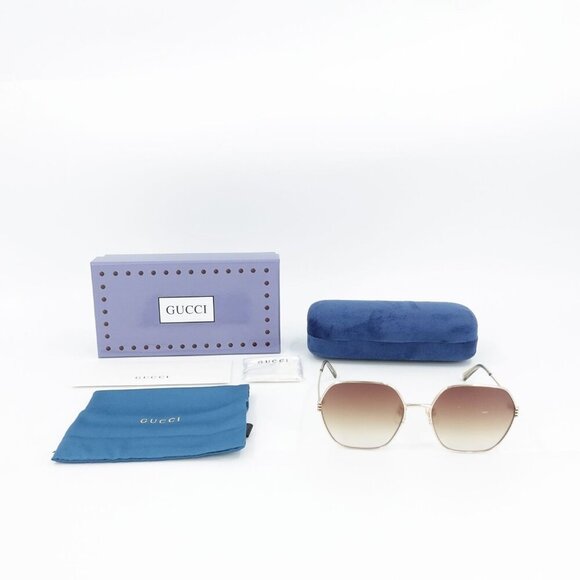 Gucci GG1285 Square Sunglasses Gold Brown OS - Picture 5 of 16